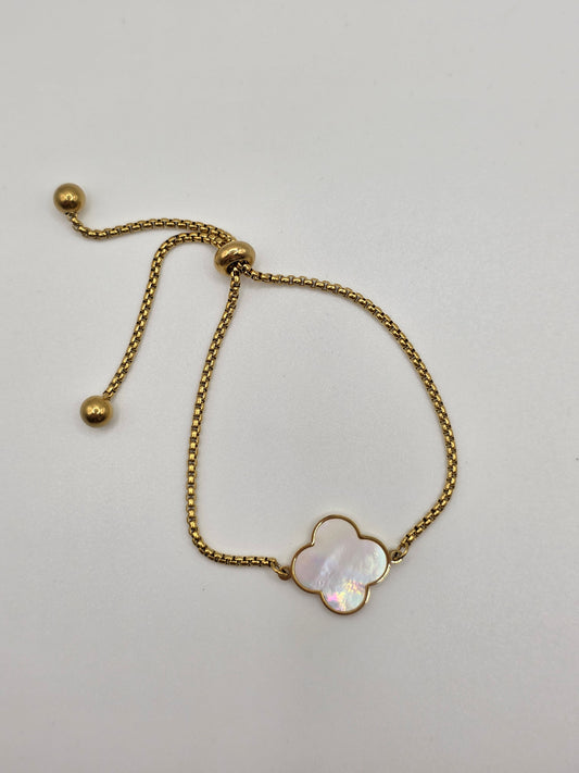Lucky Clover Adjustable Bracelet – 18K Gold Plated Stainless Steel
