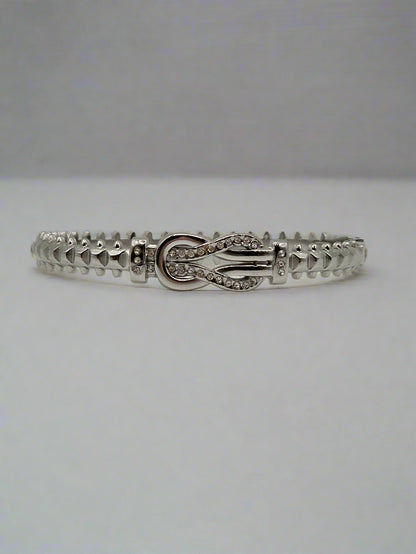 Timeless Shine: Designer-Inspired Silver Bangle – Stainless Steel with Pavé Detailing
