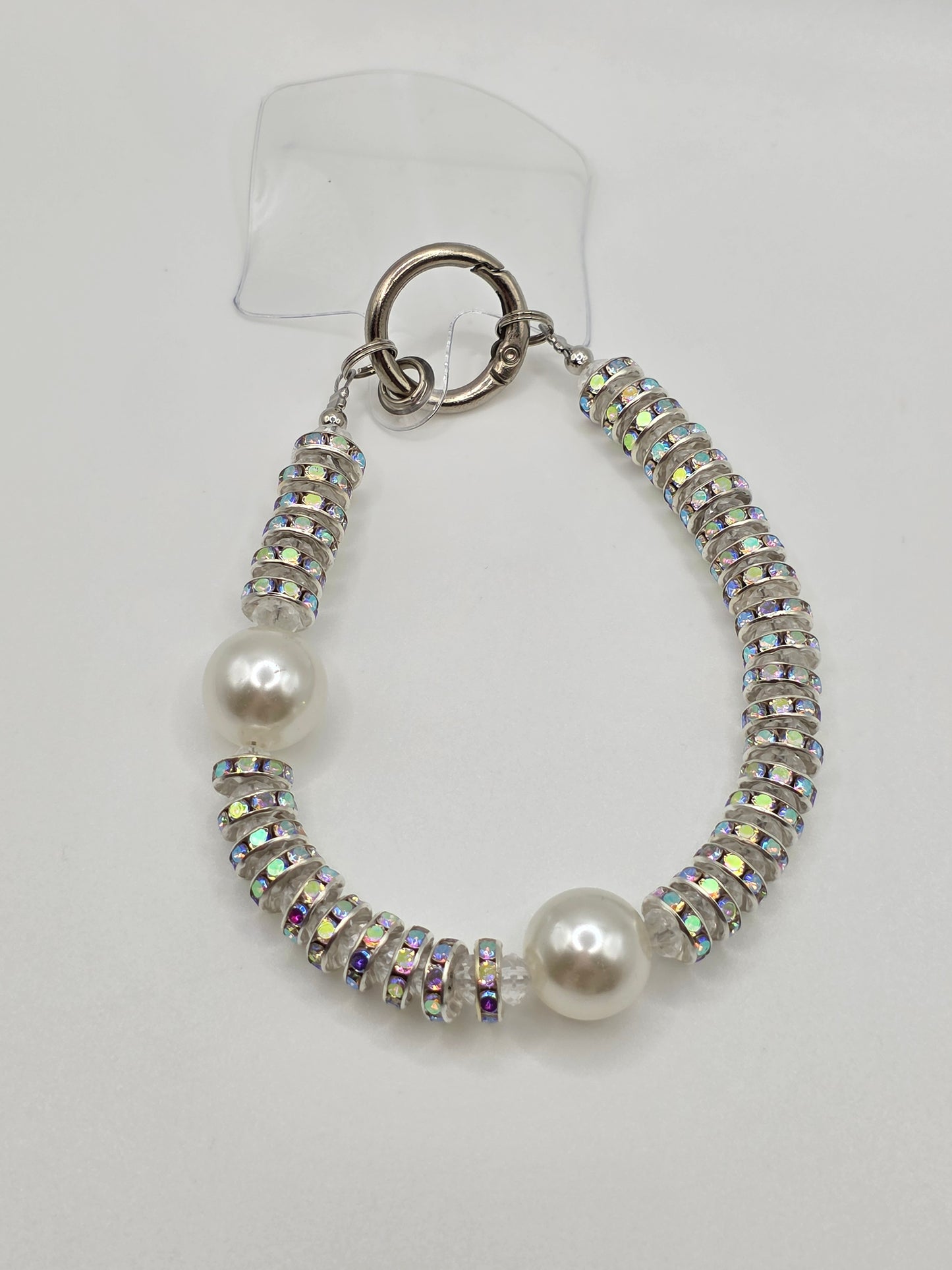 Beaded Wrist Strap – Pearl & Rhinestone Shine