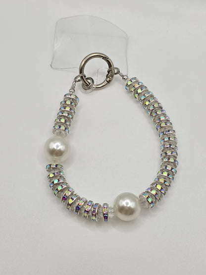 Beaded Wrist Strap – Pearl & Rhinestone Shine