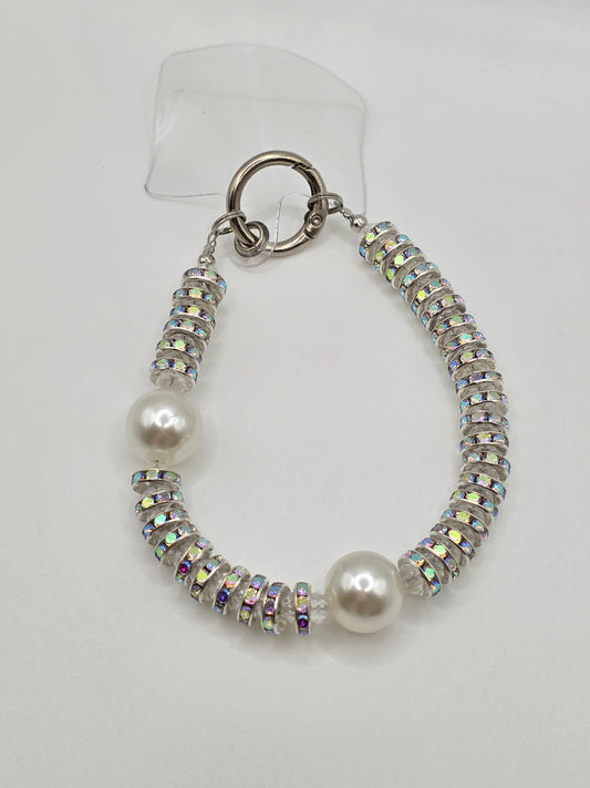 Beaded Wrist Strap – Pearl & Rhinestone Shine