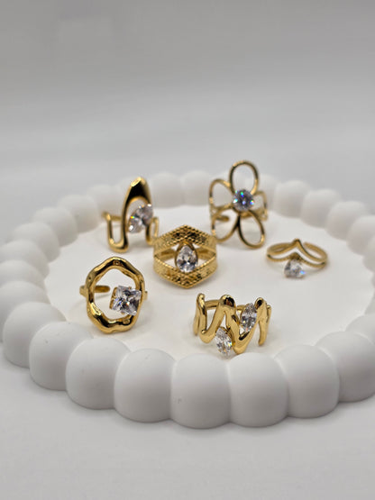 Bold Sparkle Collection – Adjustable Gold-Plated Rings (Buy 2, Get 1 Free)