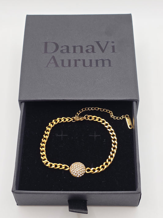 Golden Glow Pavé Sphere Bracelet – Gold Plated