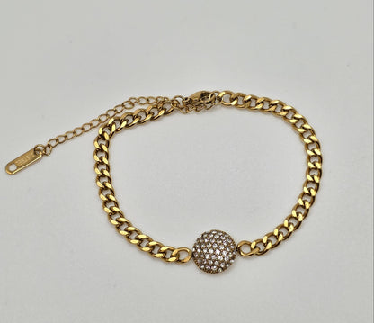Golden Glow Pavé Sphere Bracelet – Gold Plated