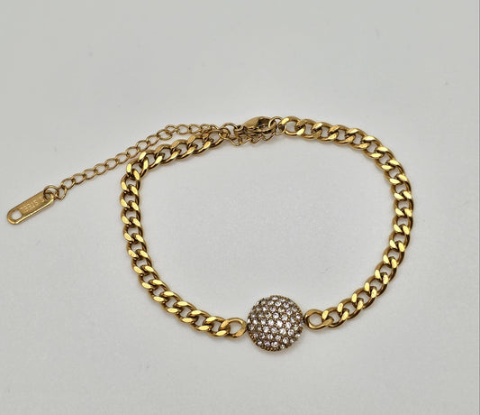 Golden Glow Pavé Sphere Bracelet – Gold Plated
