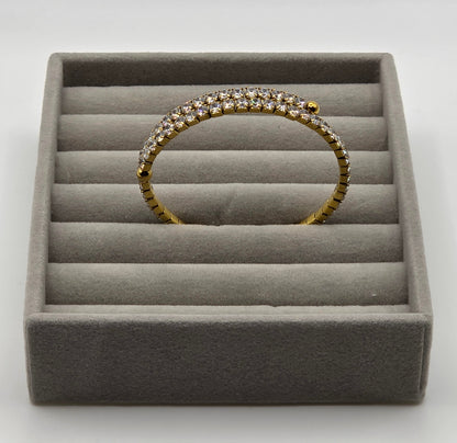 Radiant Sparkle Adjustable Tennis Bangle – Gold Plated