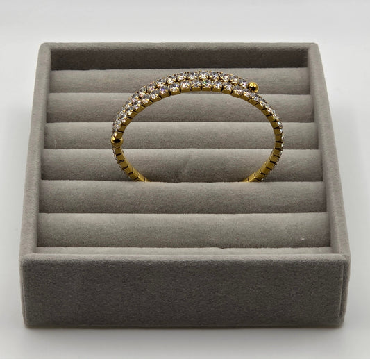 Radiant Sparkle Adjustable Tennis Bangle – Gold Plated