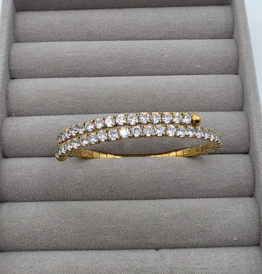 Radiant Sparkle Adjustable Tennis Bangle – Gold Plated