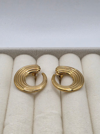 Bold Ripple Statement Hoops – Gold Plated