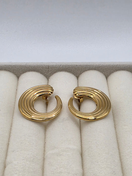 Bold Ripple Statement Hoops – Gold Plated