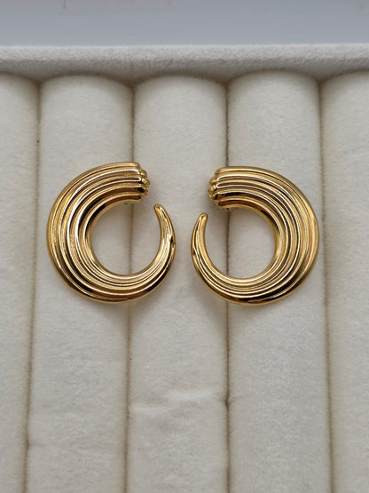 Bold Ripple Statement Hoops – Gold Plated
