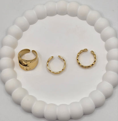 Gold-Plated Adjustable Rings – Set of 3