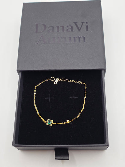 Luxury 14K Gold Plated Emerald Gemstone Bracelet
