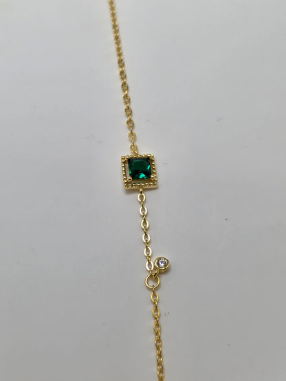 Luxury 14K Gold Plated Emerald Gemstone Bracelet