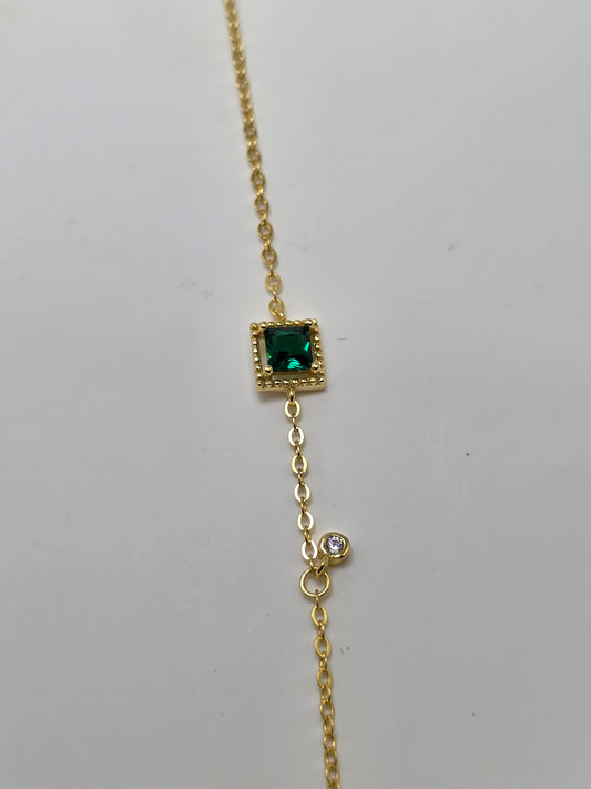 Luxury 14K Gold Plated Emerald Gemstone Bracelet