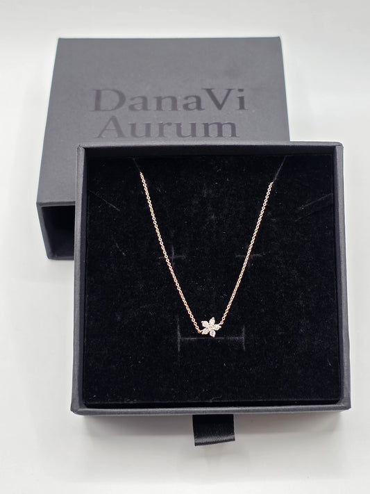 14K Solid Rose Gold Dainty Star Diamond Bracelet