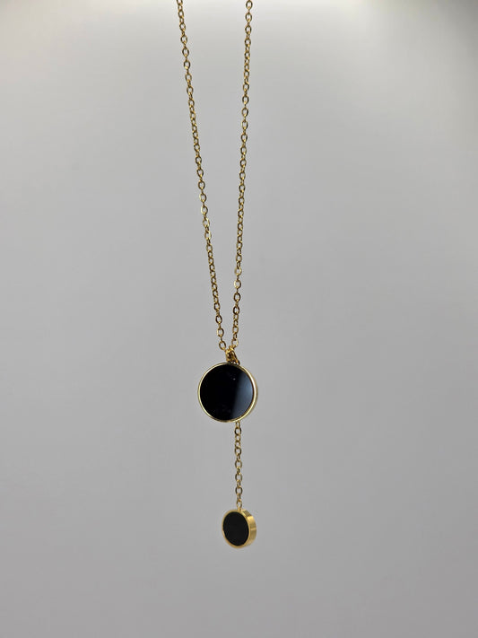 Double Circle Drop Necklace – Bold Minimalism