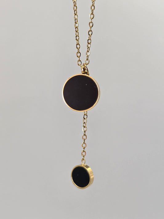 Double Circle Drop Necklace – Bold Minimalism