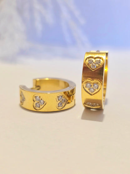 Love Heart Hoop Earrings 18K Gold Plated