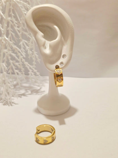 Love Heart Hoop Earrings 18K Gold Plated