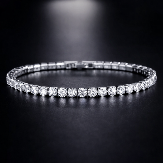3mm Iced Tennis Bracelet – White Gold Finish