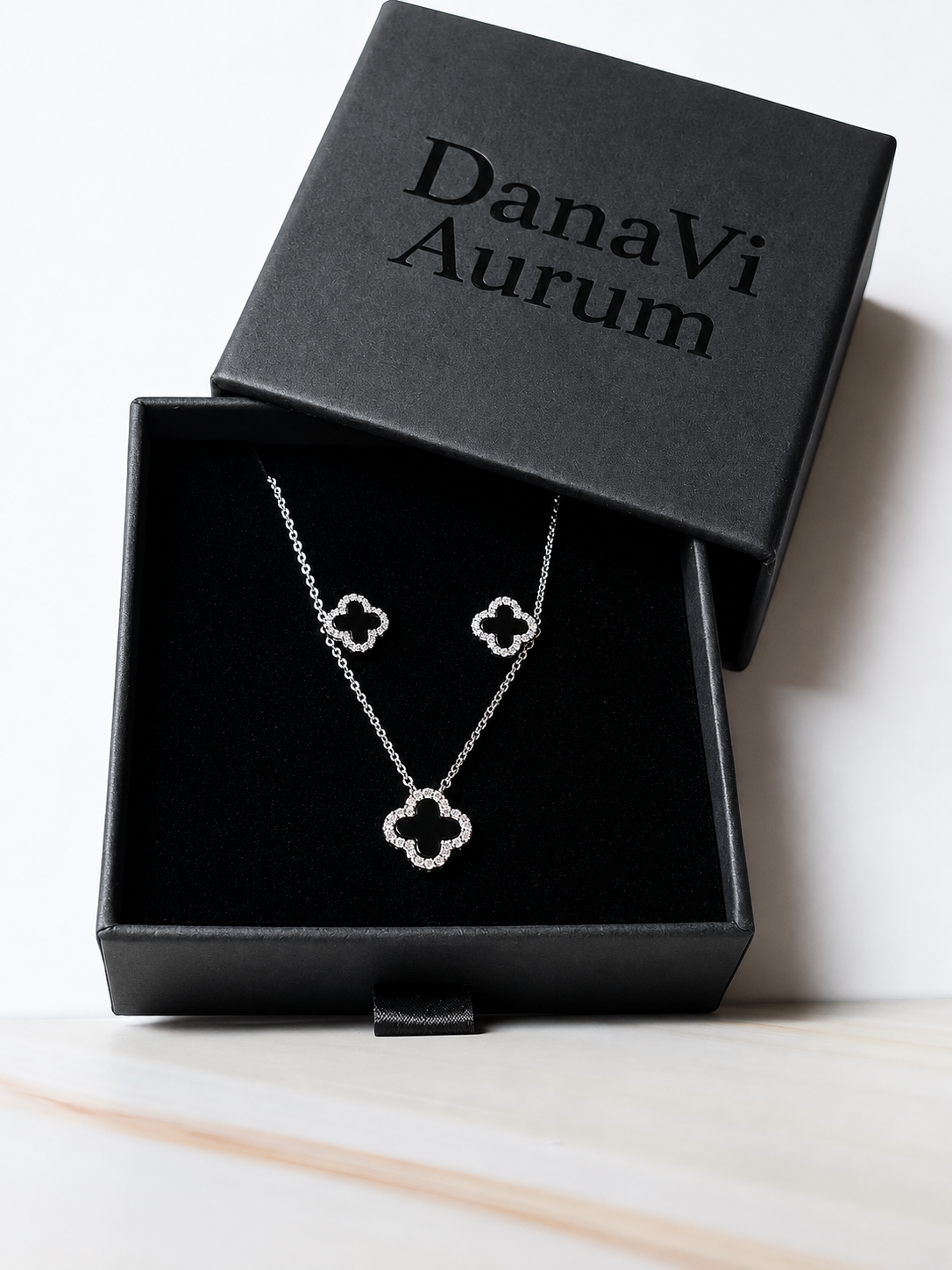 925 Sterling Silver Black Clover Stud Earrings