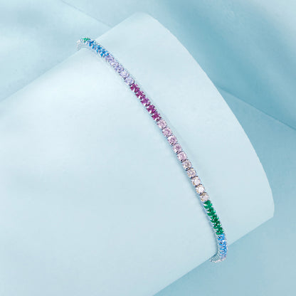Rainbow Tennis Bracelet – 925 Sterling Silver