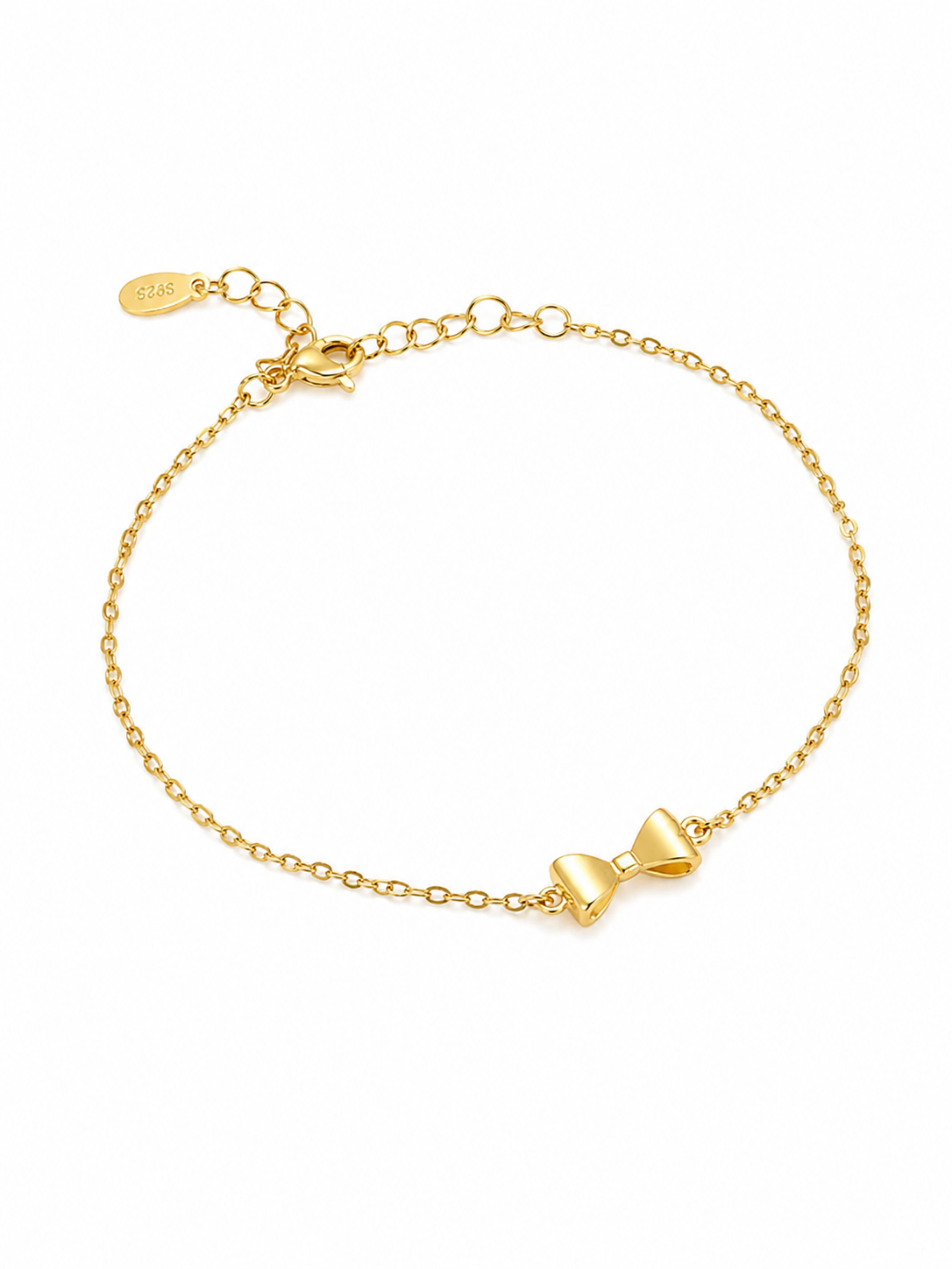925 Sterling Silver Bow Bracelet – 18K Gold Plated