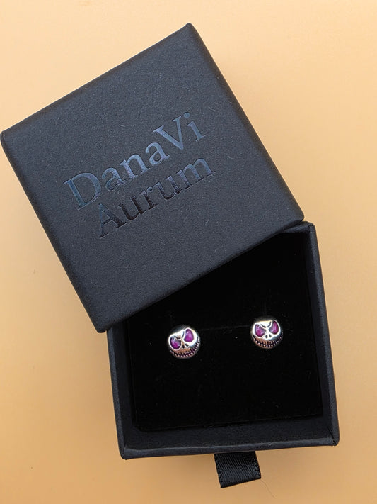 Halloween Studs in a black box with 'Danavi Aurum' branding on a beige background