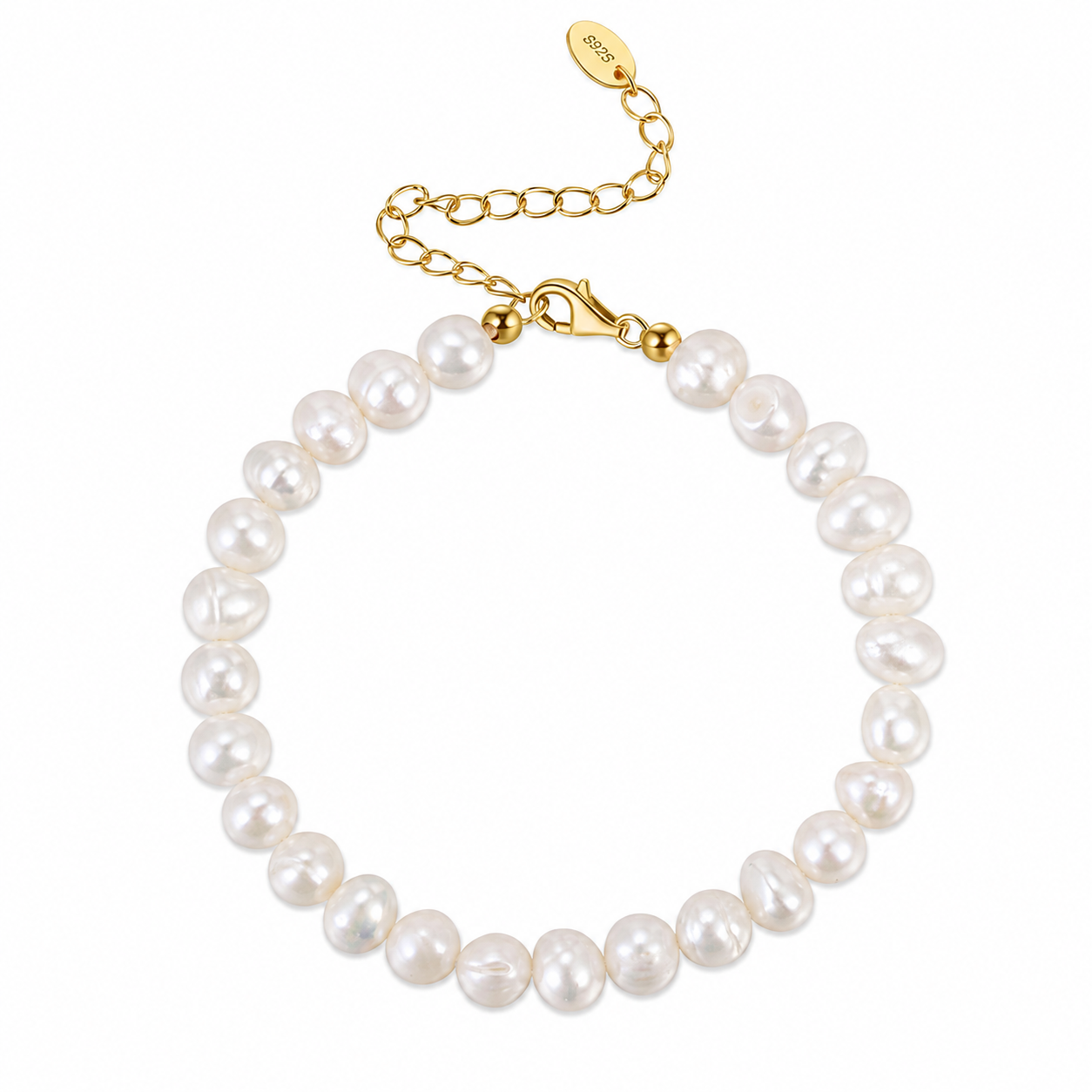 Aurum Pearl Freshwater Pearl Bracelet – 925 Sterling Silver 14K Gold Plated
