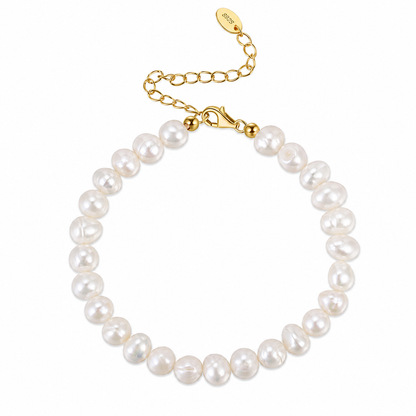 Aurum Pearl Freshwater Pearl Bracelet – 925 Sterling Silver 14K Gold Plated