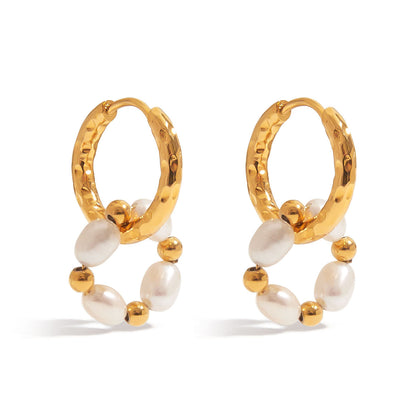 Aurum Pearl Drop Hoops