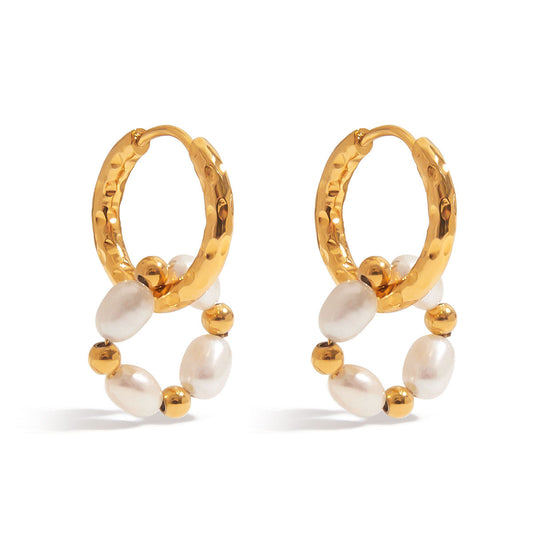 Aurum Pearl Drop Hoops
