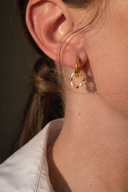 Aurum Pearl Drop Hoops
