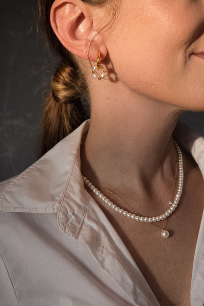 Aurum Pearl Drop Hoops