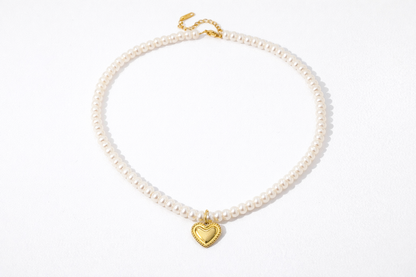 Aurum Pearl Heart Necklace