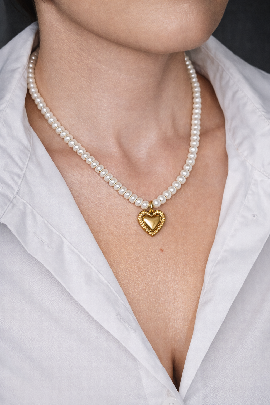 Aurum Pearl Heart Necklace