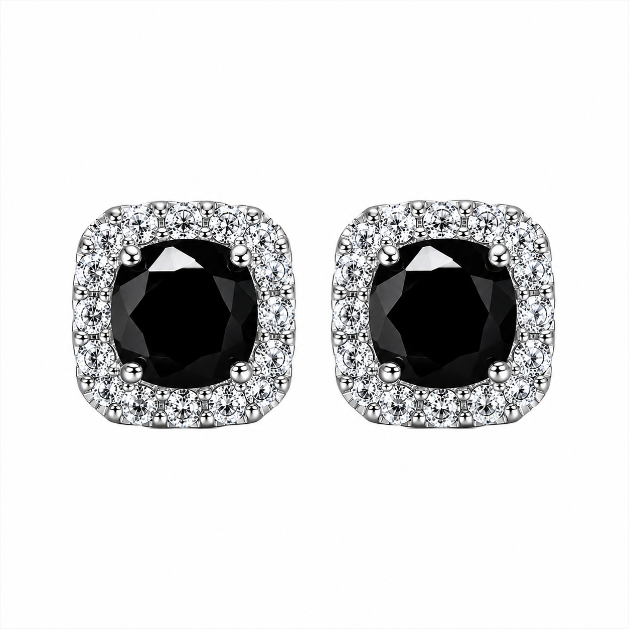 Black Moissanite Stud Earrings – 925 Sterling Silver