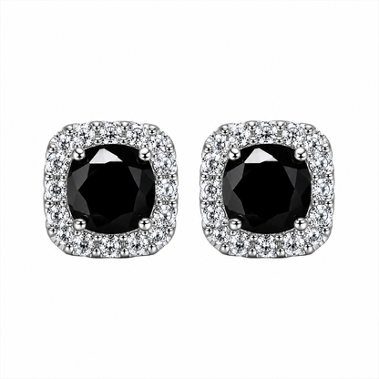 Black Moissanite Stud Earrings – 925 Sterling Silver