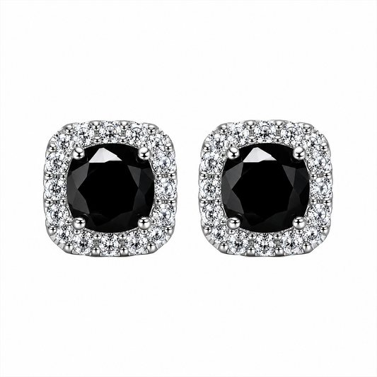 Black Moissanite Stud Earrings – 925 Sterling Silver