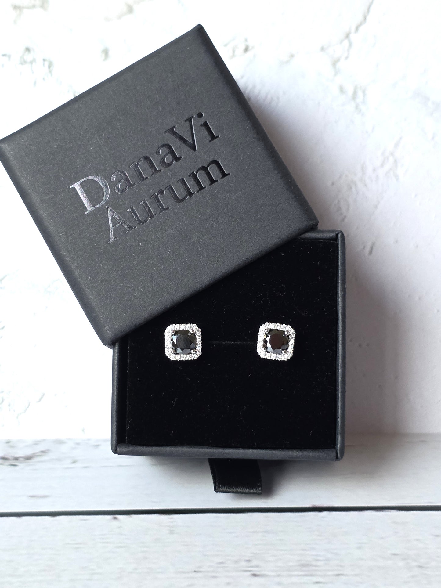 Black Moissanite Stud Earrings – 925 Sterling Silver