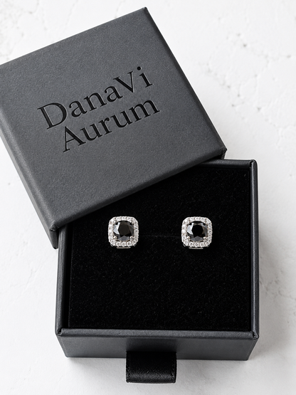 Black Moissanite Stud Earrings – 925 Sterling Silver