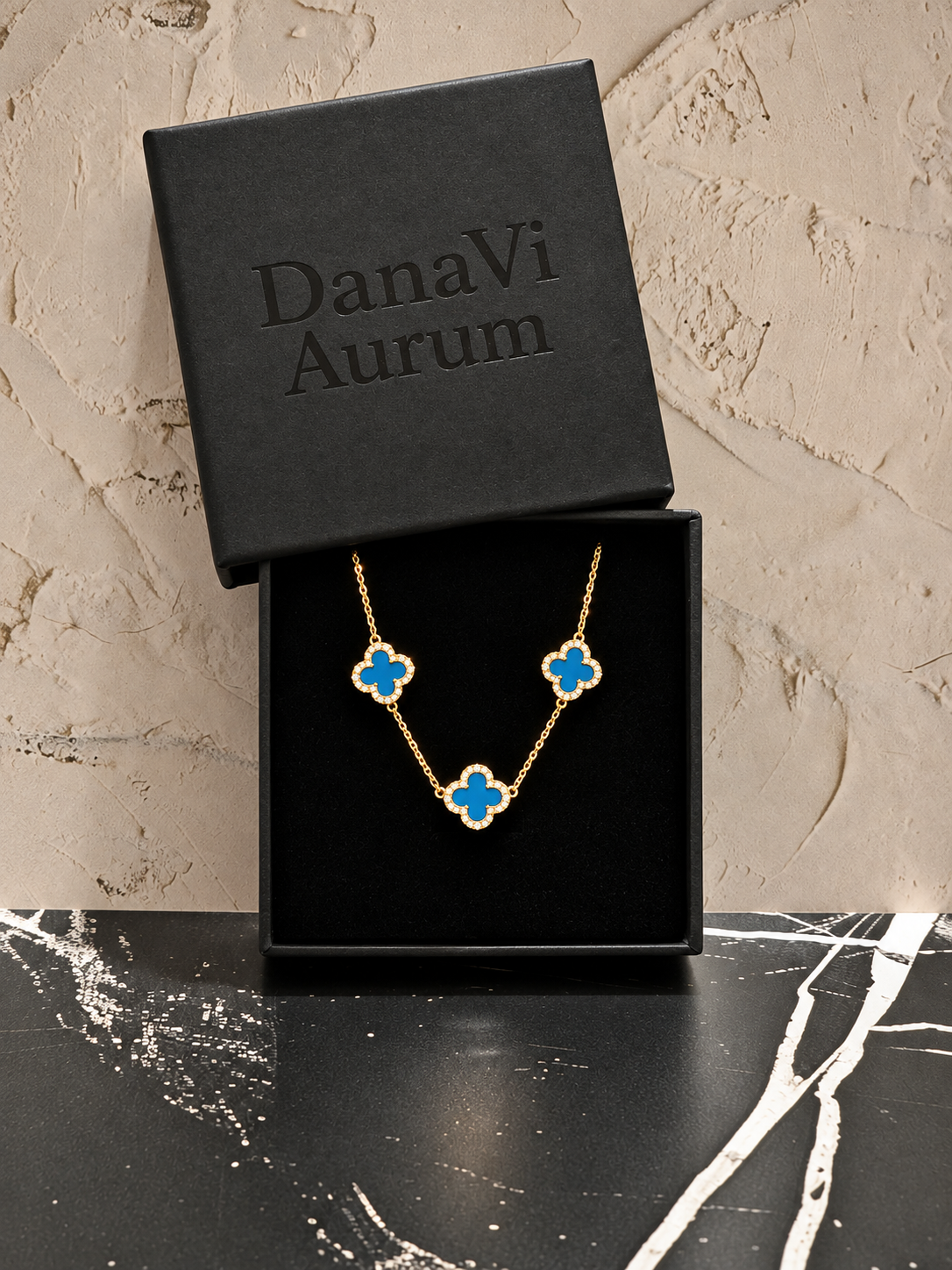 Blue Clover Bracelet – 925 Sterling Silver, 14K Gold Plated