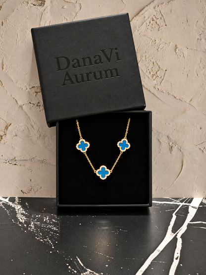 Blue Clover Bracelet – 925 Sterling Silver, 14K Gold Plated