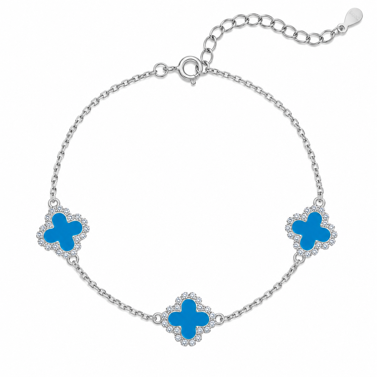 Blue Clover Bracelet – 925 Sterling Silver