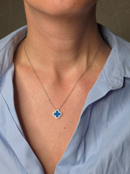 Blue Clover Necklace – 925 Sterling Silver