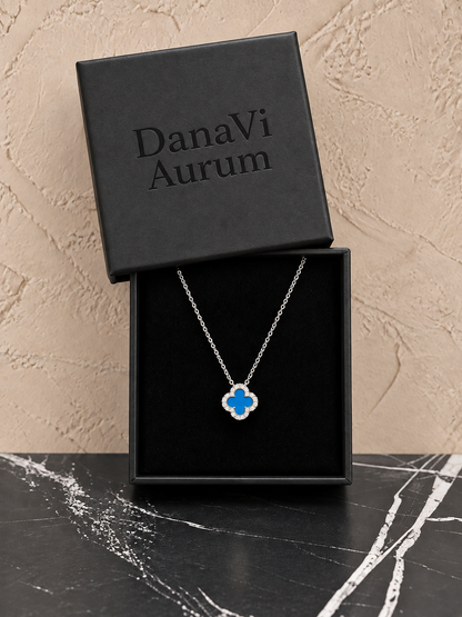 Blue Clover Necklace – 925 Sterling Silver