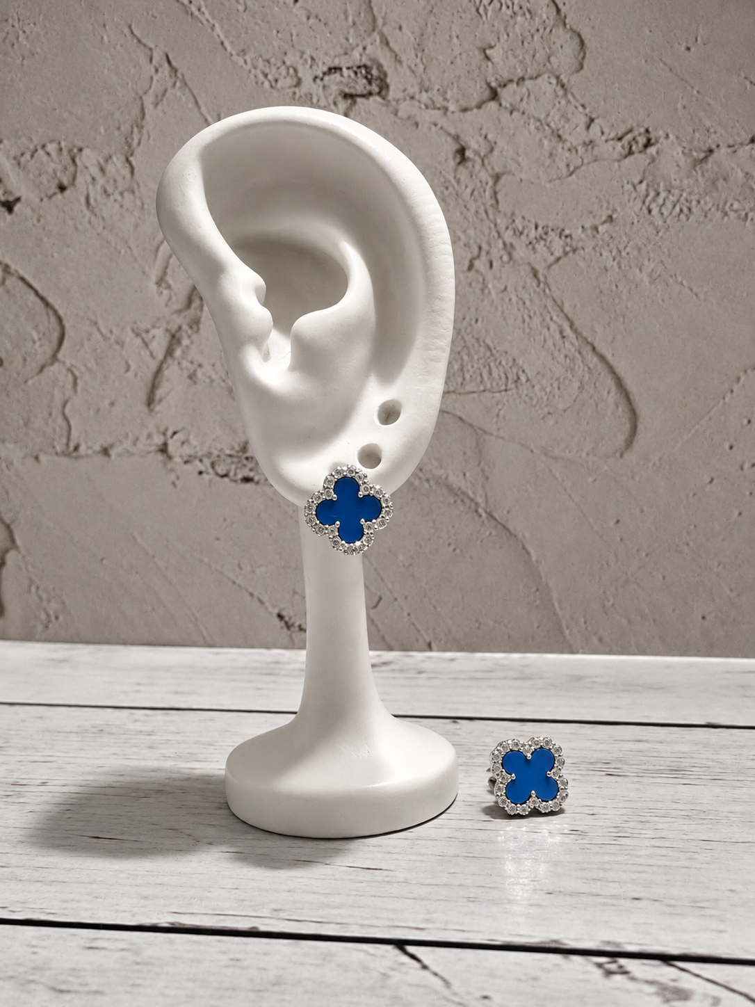Blue Clover Stud Earrings – 925 Sterling Silver