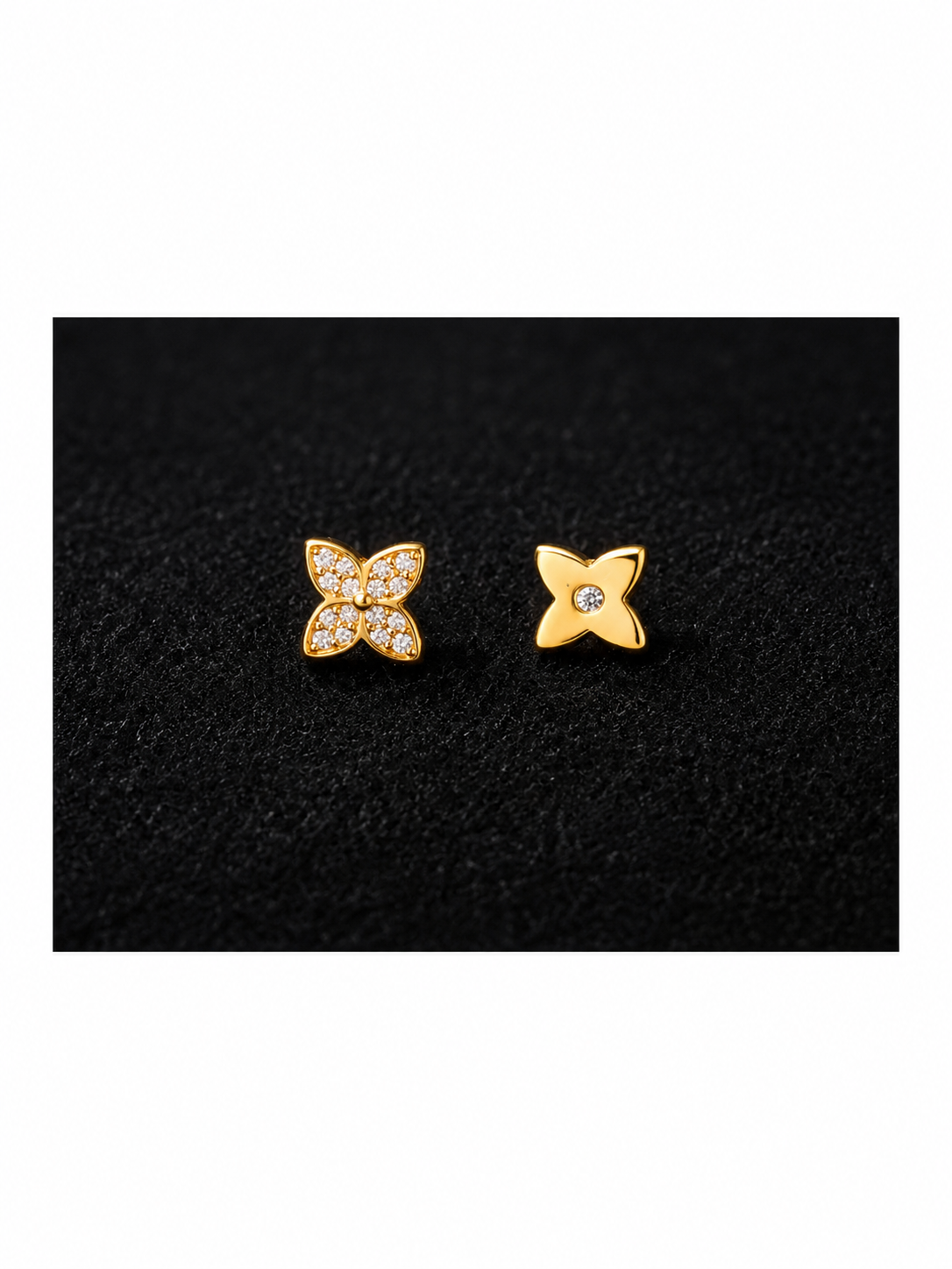 925 Sterling Silver 18k Gold Plated - Four-Leaf Clover Stud Earrings