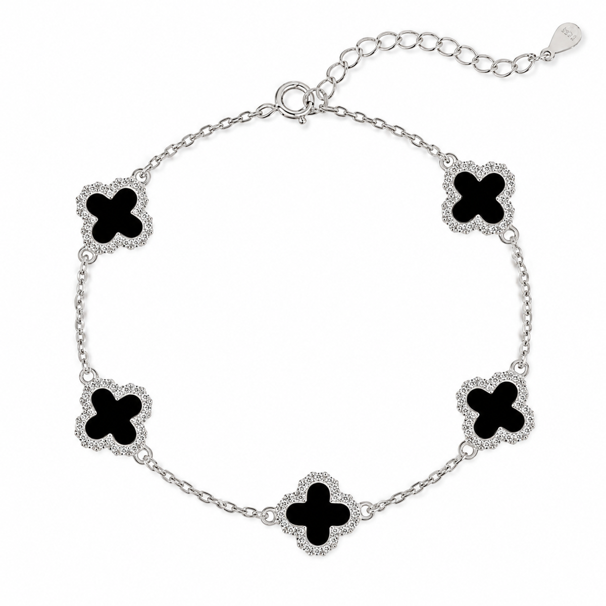 Clover Luxe Black Bracelet – 925 Sterling Silver